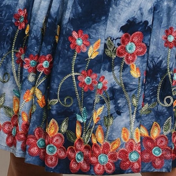 Tie Dye Embroidered Tiered Summer Dress - Picture 5 of 6